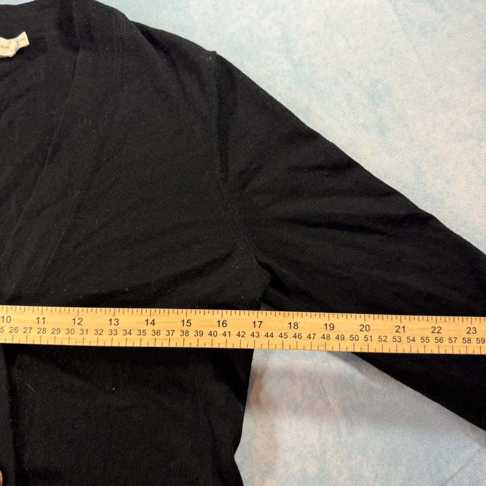 Tory Burch Cardigan Women S Black Fair Merino Wool Gold Logo Buttons Missing